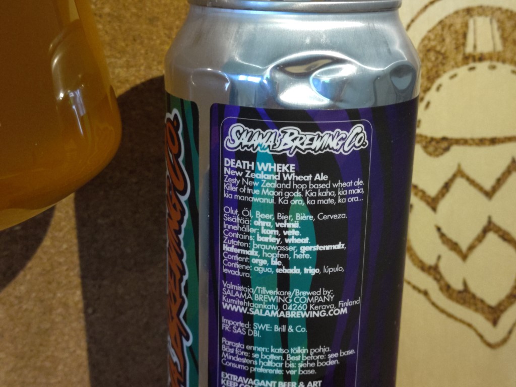 Salama Brewing Death Wheke New Zealand Wheat Ale